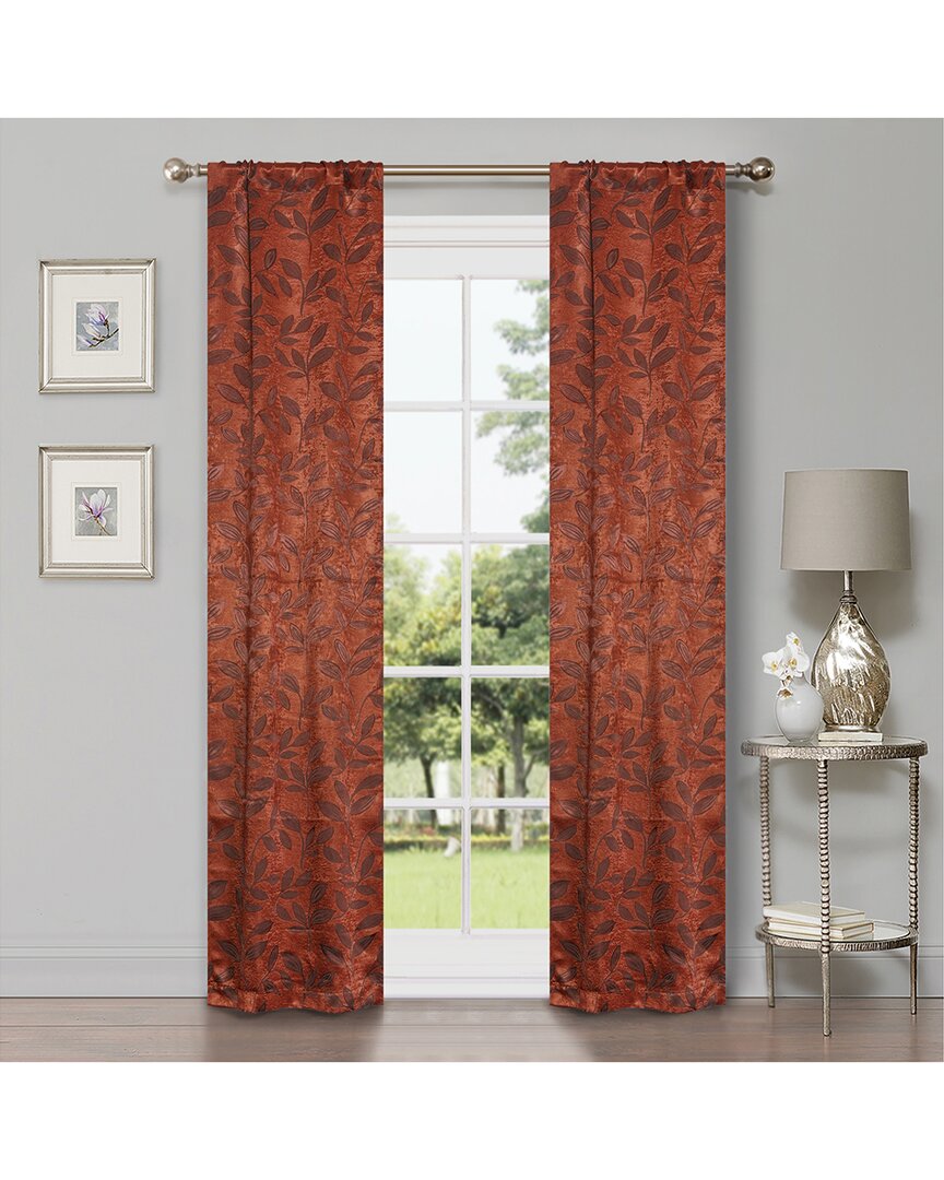 Superior 26x84 Leaves Modern Bohemian Blackout 2pc Curtain Panel Set In Copper