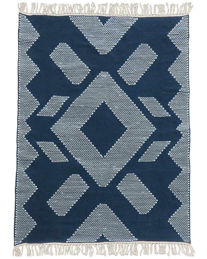 National Tree Company Hand Woven Outdoor Rug In Blue