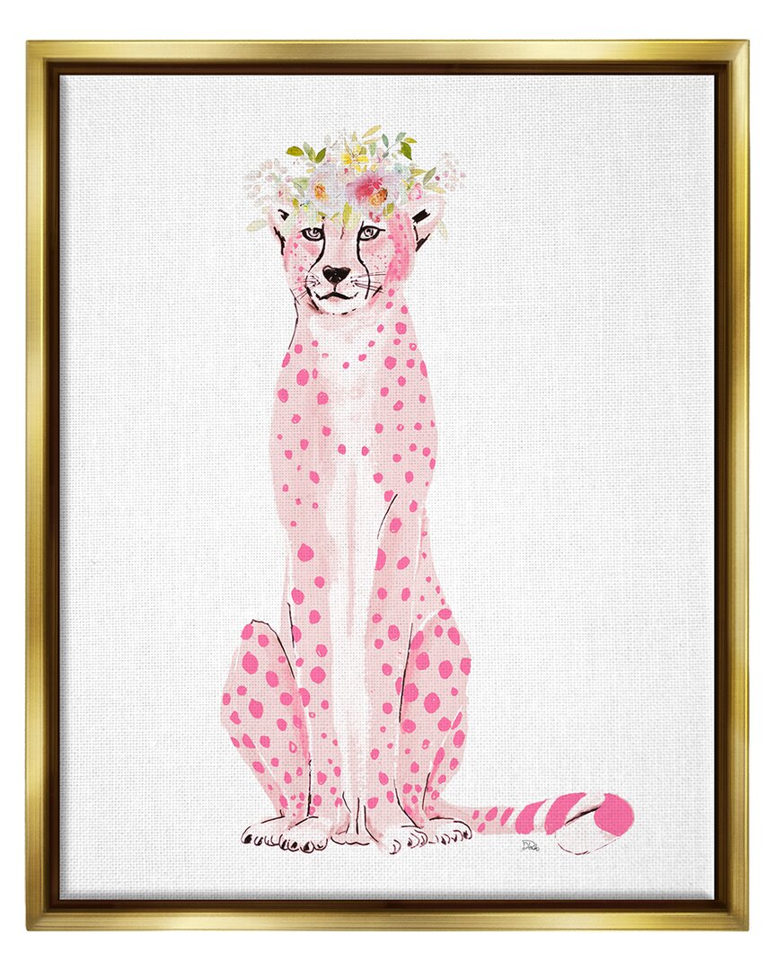 Stupell Pink Leopard Floral Garland Framed Floater Canvas Wall Art By Patricia Pinto