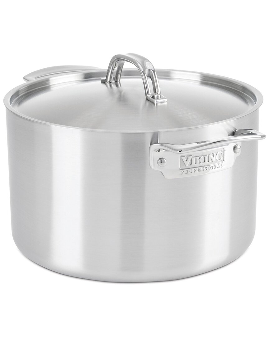 Shop Viking Professional 5-ply Stainless Steel 8qt Stock Pot In Silver