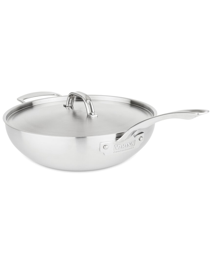 Shop Viking Professional 5 Ply Stainless Steel 12in Covered Chef's Pan In Silver