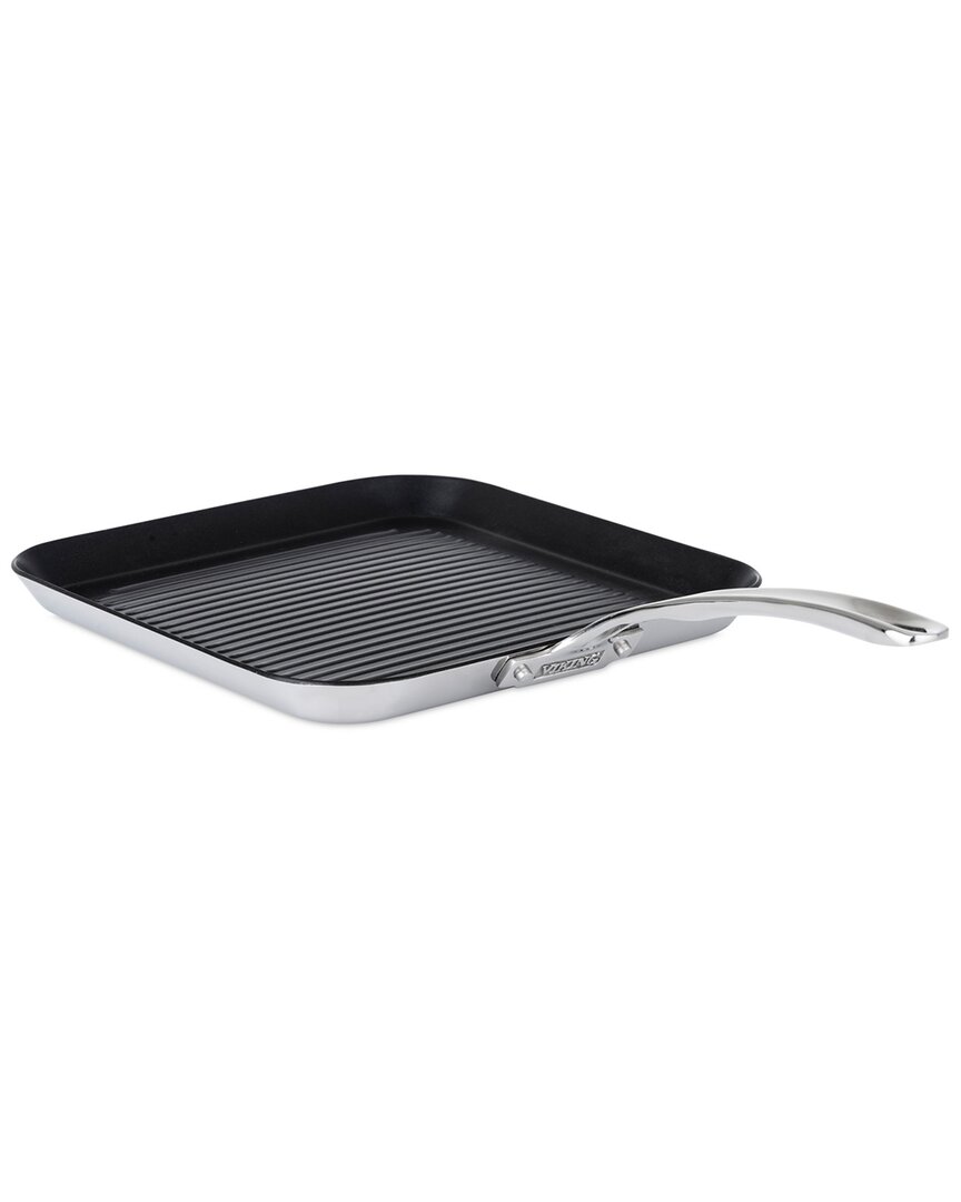 VIKING CONTEMPORARY 3-PLY STAINLESS STEEL 11IN NONSTICK GRILL PAN