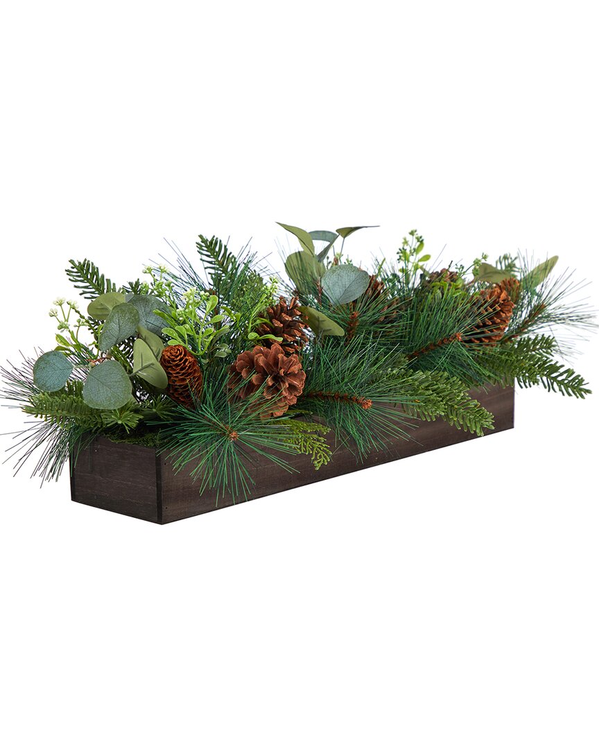Nearly Natural 30in Evergreen Pine And Pine Cone Artificial Christmas Centerpiece Arrangement In Green