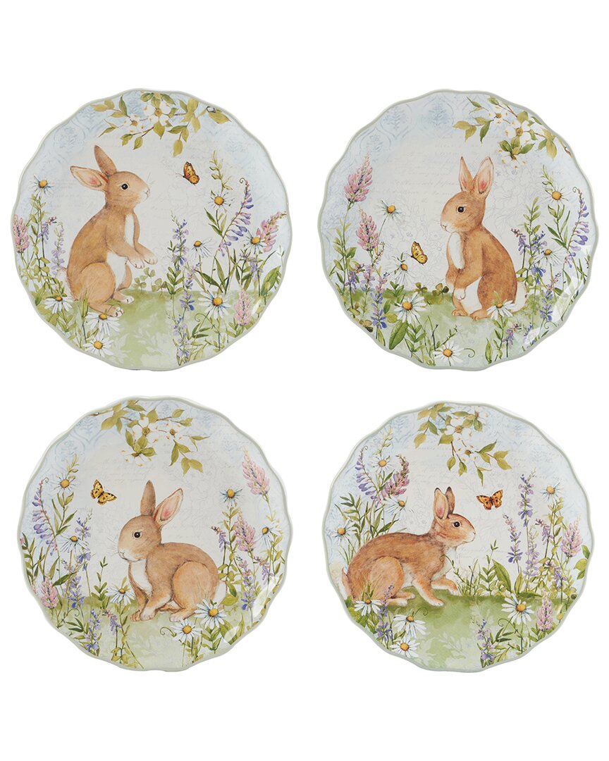 Certified International Set Of 4 Easter Meadow Dessert Plates