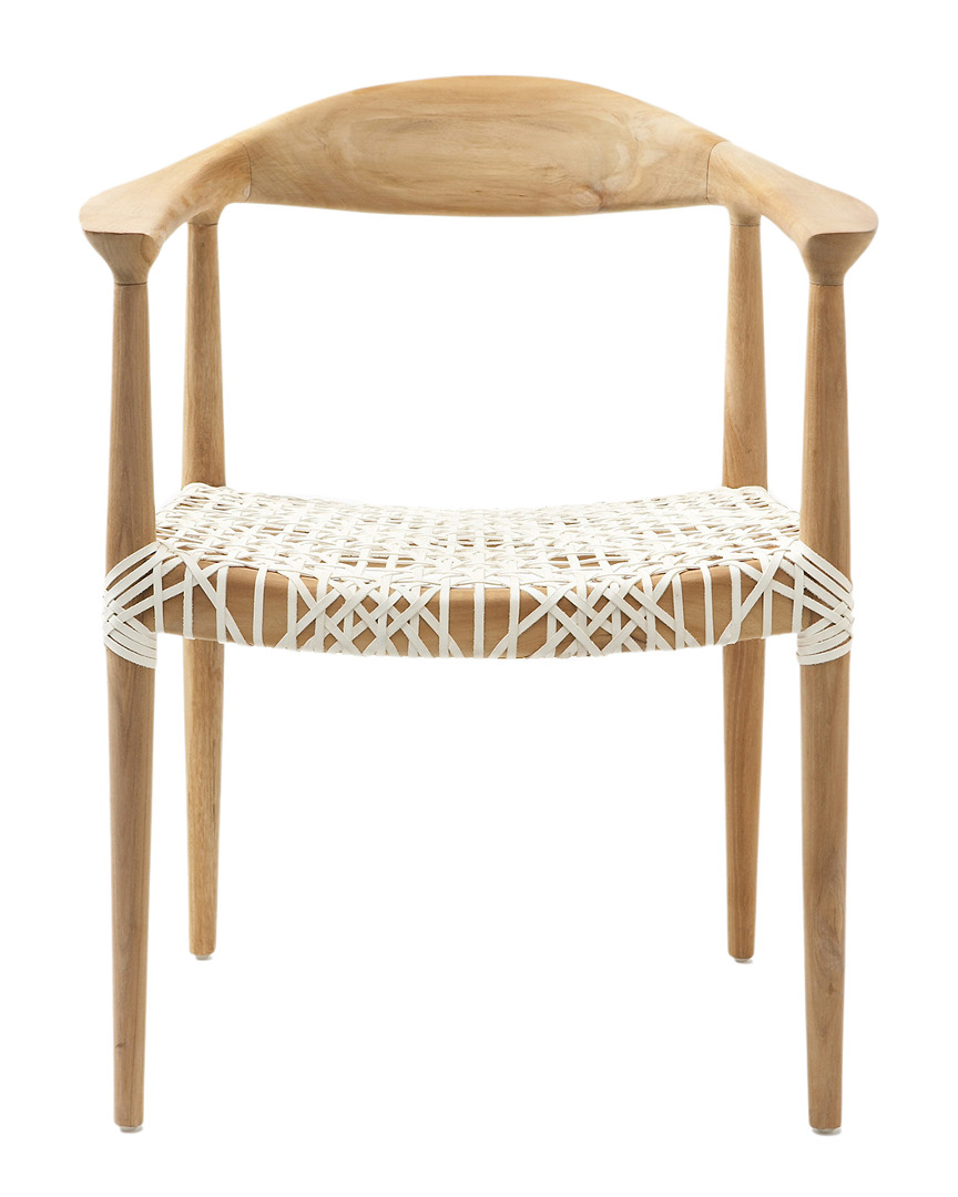 Safavieh Bandelier Arm Chair In Light Oak/off-white