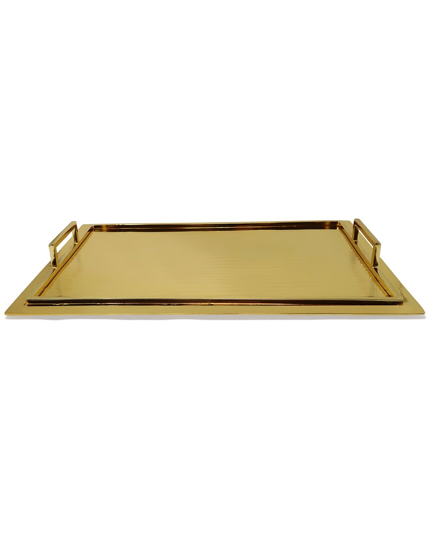 Vivience Serving Tray With Handles - Medium In Gold