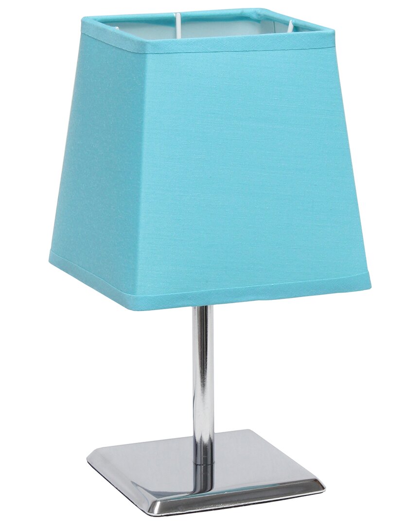 Lalia Home Laila Home Mini Chrome Table Lamp With Squared Empire Fabric Shade In Blue