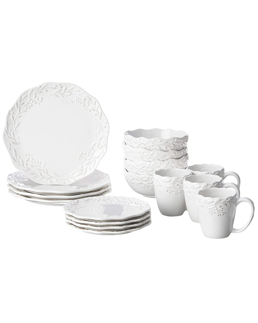 American Atelier Bianca Mistletoe 16pc Dinnerware Set