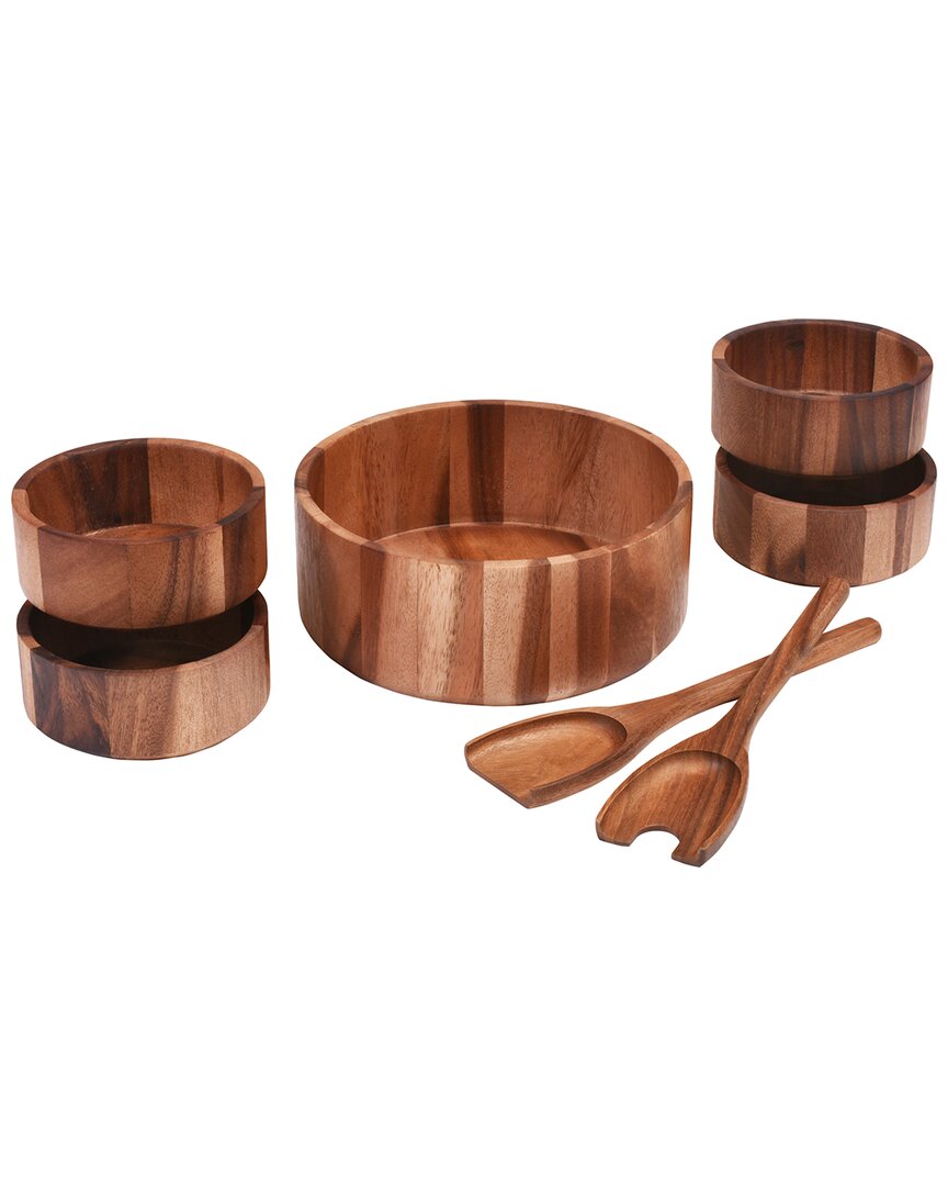 Kalmar Home 7pc Large Salad Bowl With Servers & Bowls
