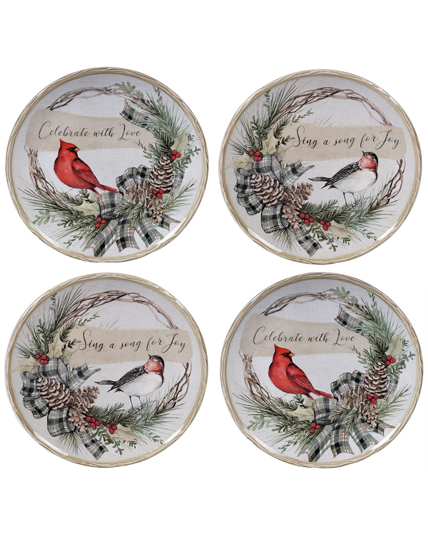 Certified International Set Of 4 Holly And Ivy Dessert Plates
