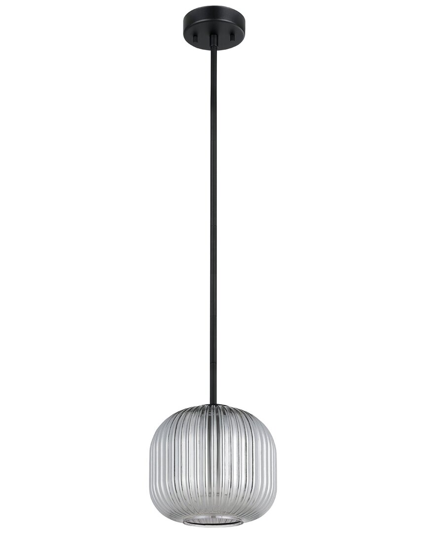 Eglo Mantunalle 1 Light Pendant With Black Finish & Black Vaporized Transparent Glass Shade