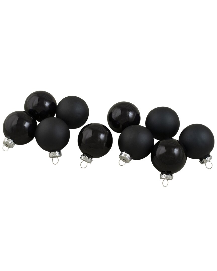 Shop Northlight 10ct Shiny And Matte Black Glass Ball Christmas Ornaments 1.75in  (45mm)