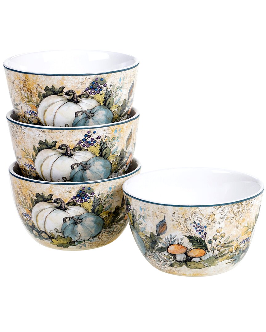 Certified International Harvest Gatherings Set Of 4 Ice Cream Bowl In Blue