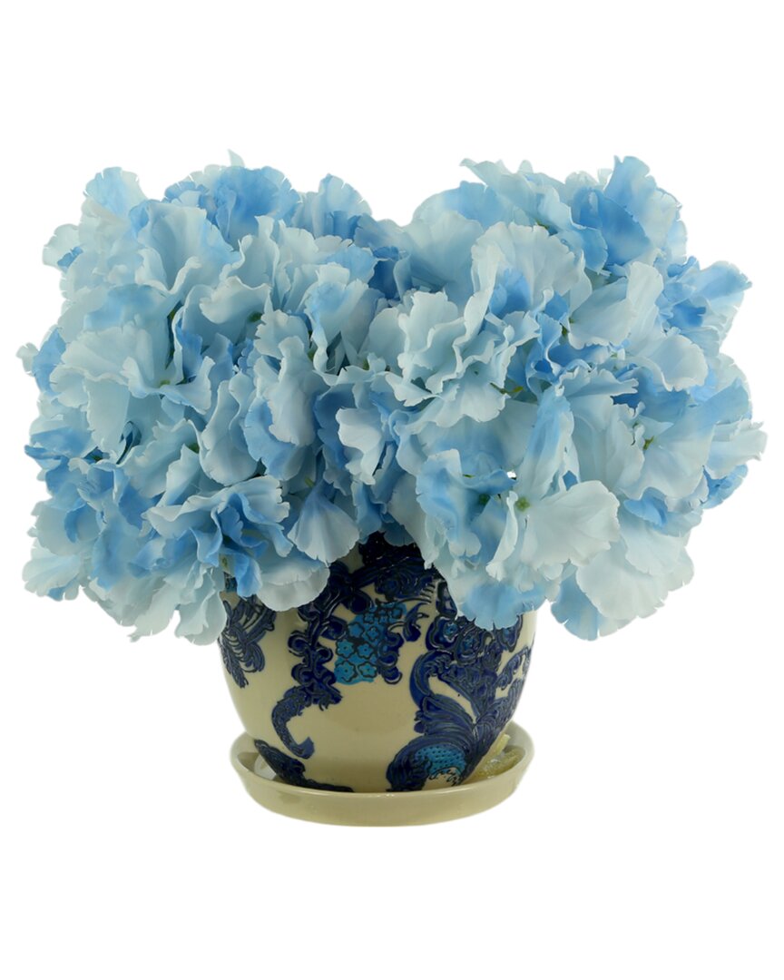 Shop Creative Displays Blue Hydrangeas Arranged In A Blue & White Decorative Ceramic Pot