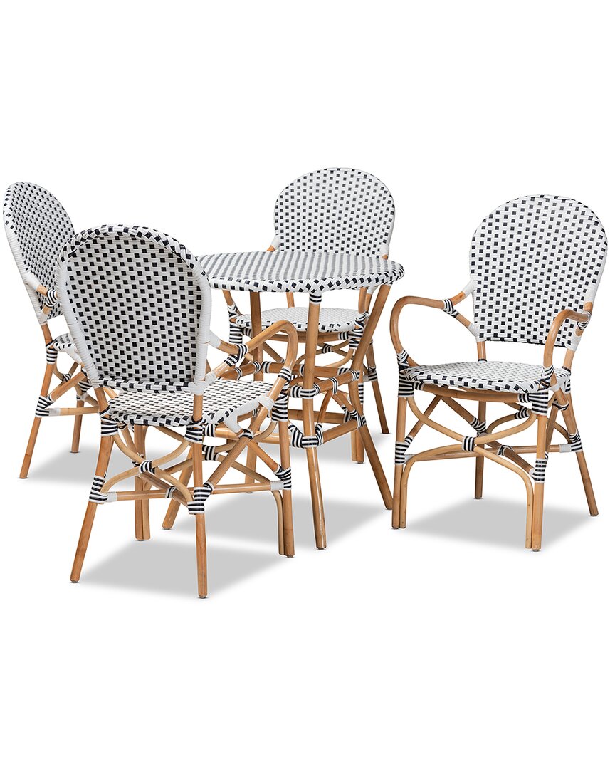 Baxton Studio Naila Classic French Plastic And Rattan 5-piece Dining Set In Black