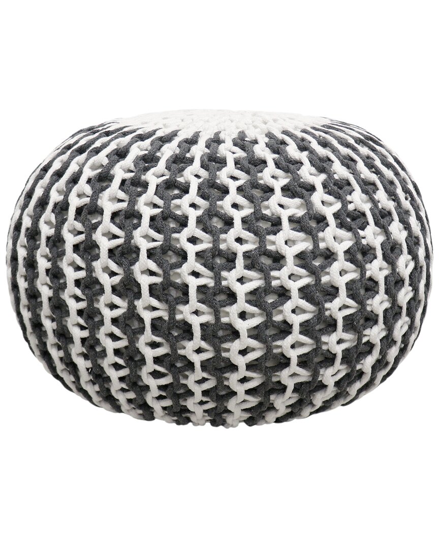 Pasargad Home Santorini Cotton Pouf In Ivory