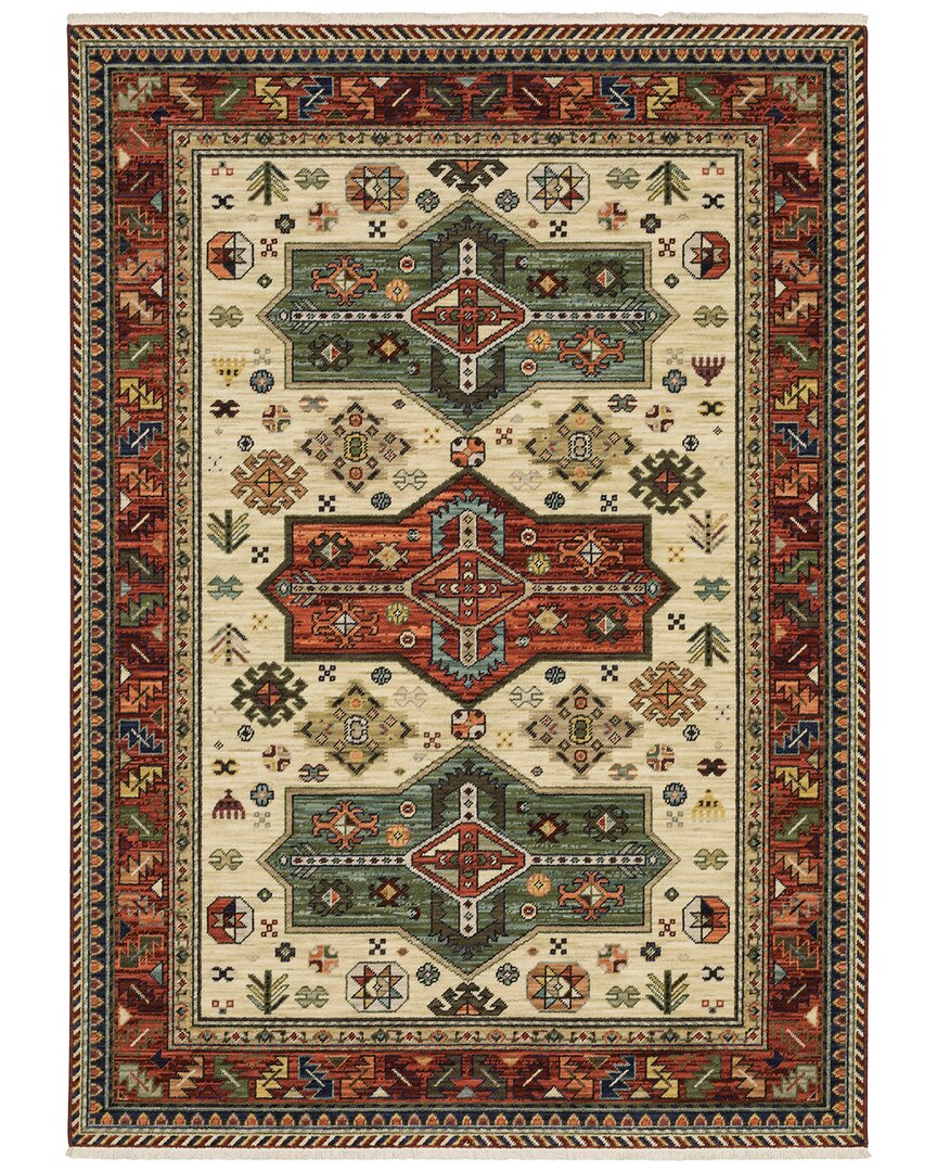 Stylehaven Lakeview Tribal Medallions Fringed Edge Wool-blend Area Rug In Red