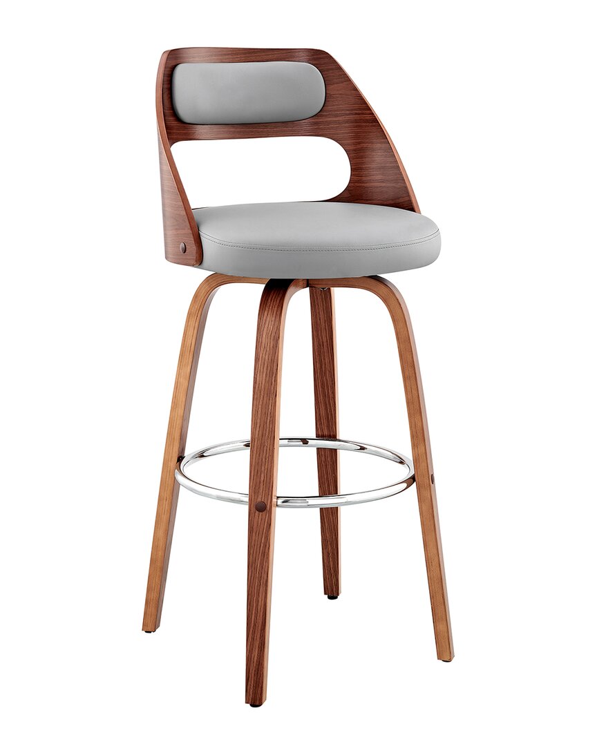 Armen Living Julius 26in Walnut Wood Bar Stool In Gray