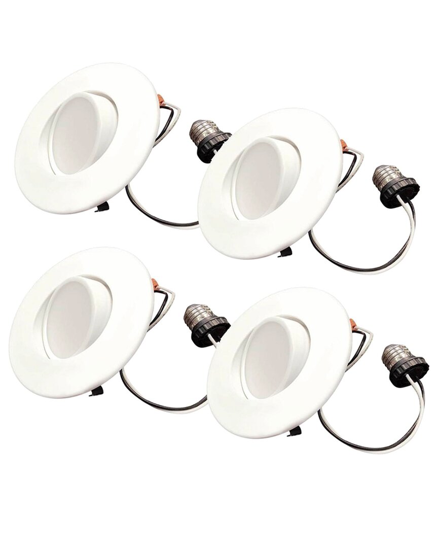 Bulbrite Pack Of 4-5/6in Integrated Led Recessed Adjustable Light Kit With Gimbal
