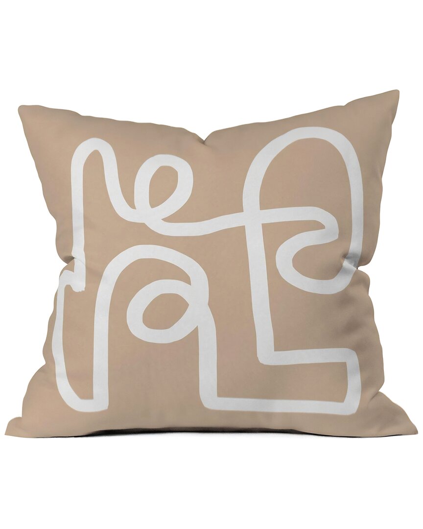 Society6 Beige Squiggle Pillow In Brown