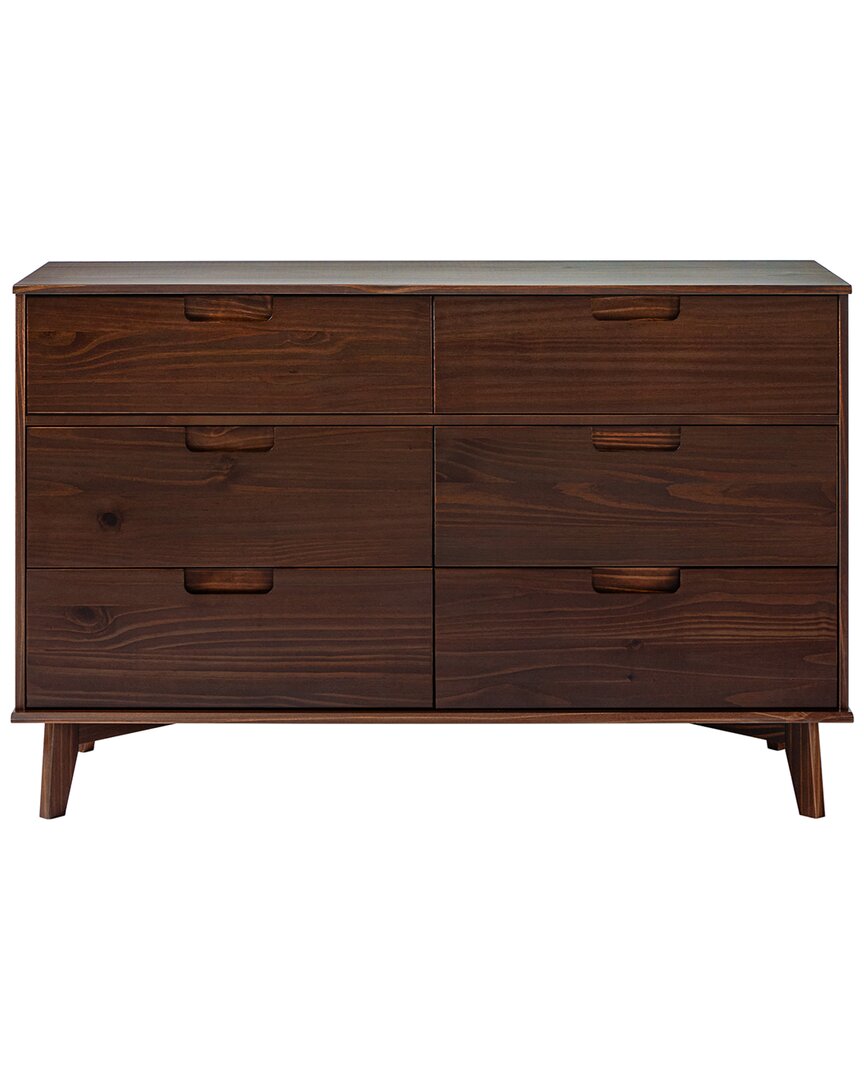 Walker Edison 6-drawer Groove Handle Solid Wood Dresser In Brown