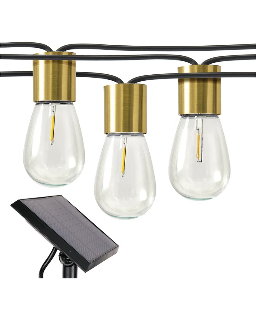 Brightech Glow 28' 12 Bulb Led Solar Powered String Lights In Brass