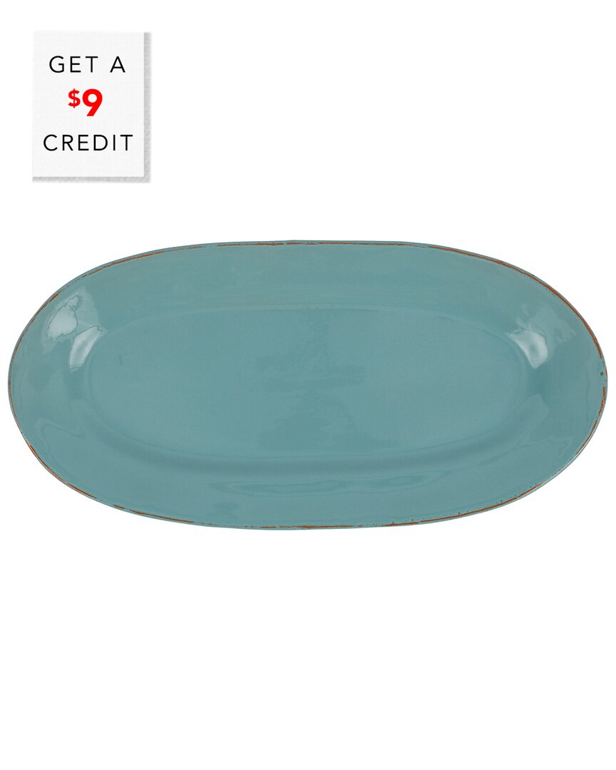 Vietri Cucina Fresca Narrow Oval Platter With $9 Credit In Blue