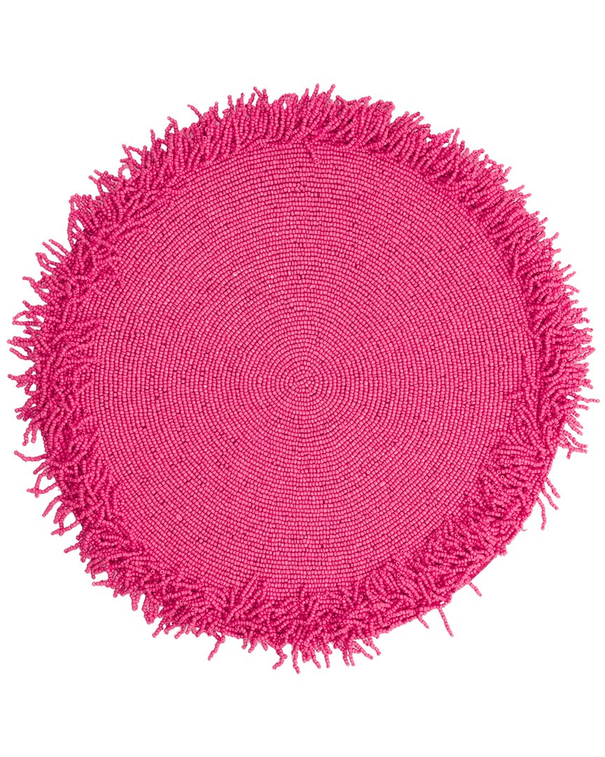 Tiramisu Fringe Beaded Placemat In Pink