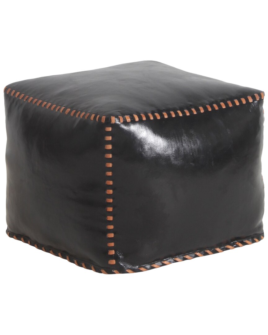 Peninsula Home Collection 22in Stitched Square Ottoman In Black