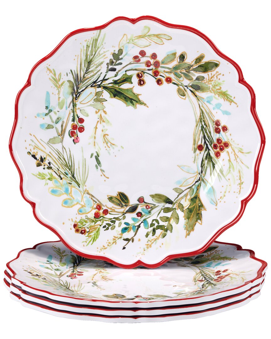 Certified International Christmas Gatherings Set Of 4 Dinner Plates