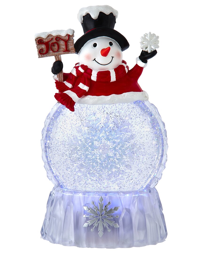 Kurt Adler 9.25-inch Battery Operated Usb Christmas Snowman Water Globe In Blue