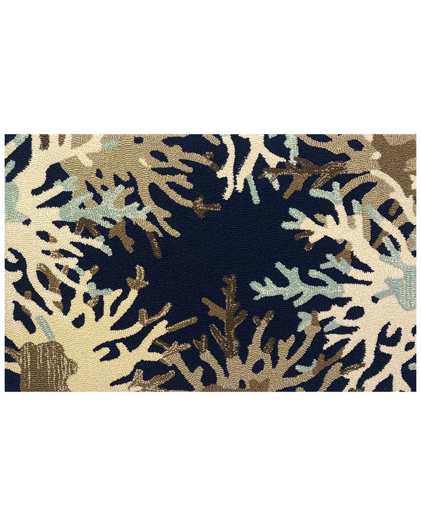 The Rug Market Coral Border 30x48in Doormat In Indigo