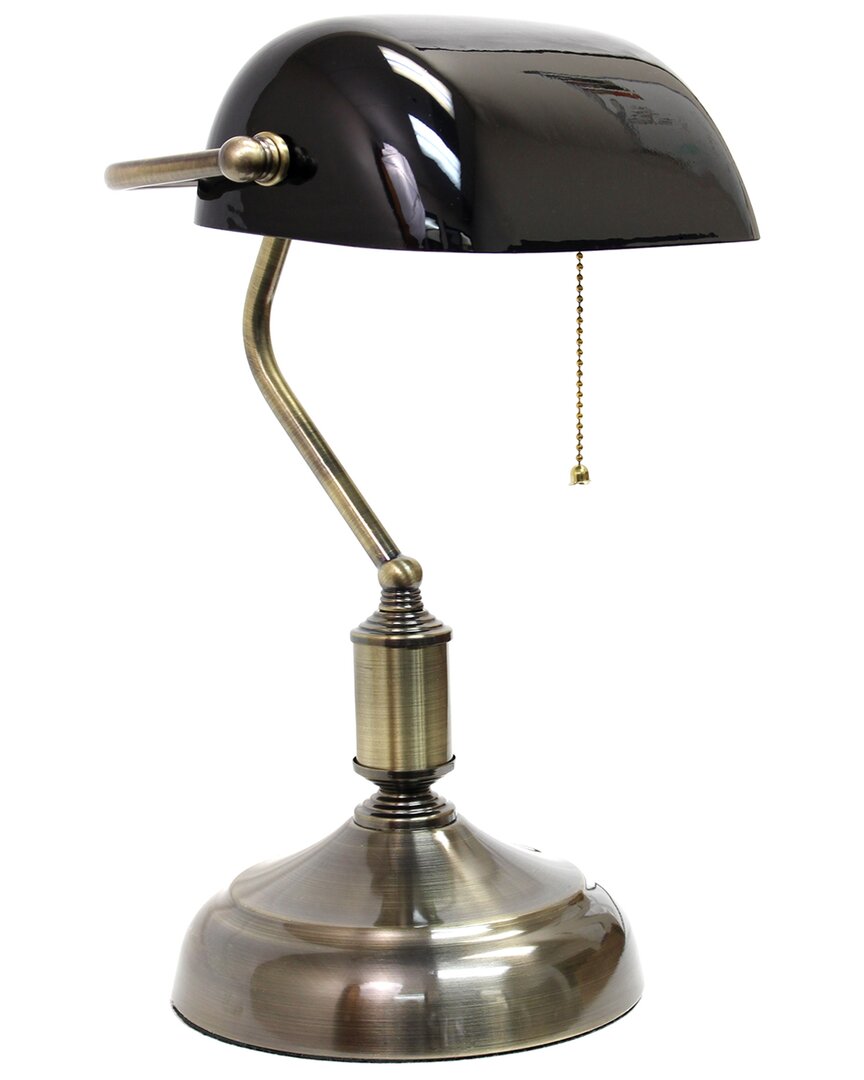 Lalia Home Executive Banker's Desk Lamp With Glass Shade In Metallic