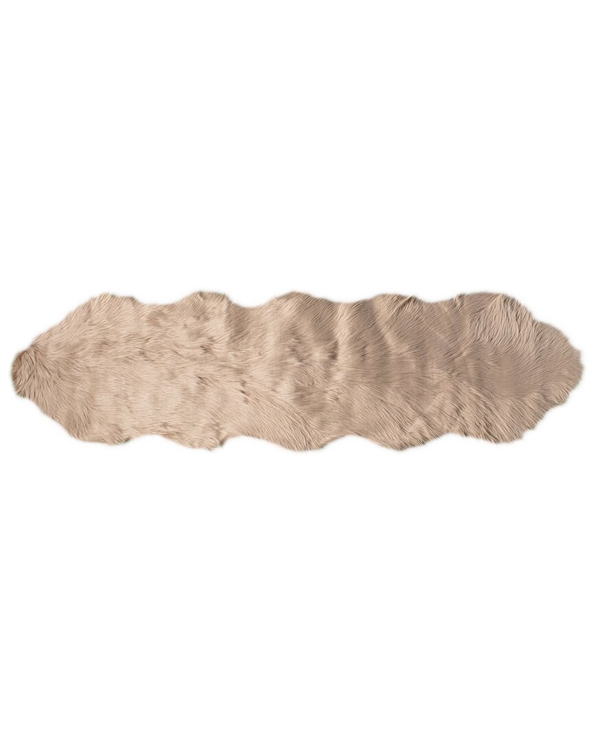 Natural Group Gordon Machine Washable Double Faux Fur Rug In Taupe