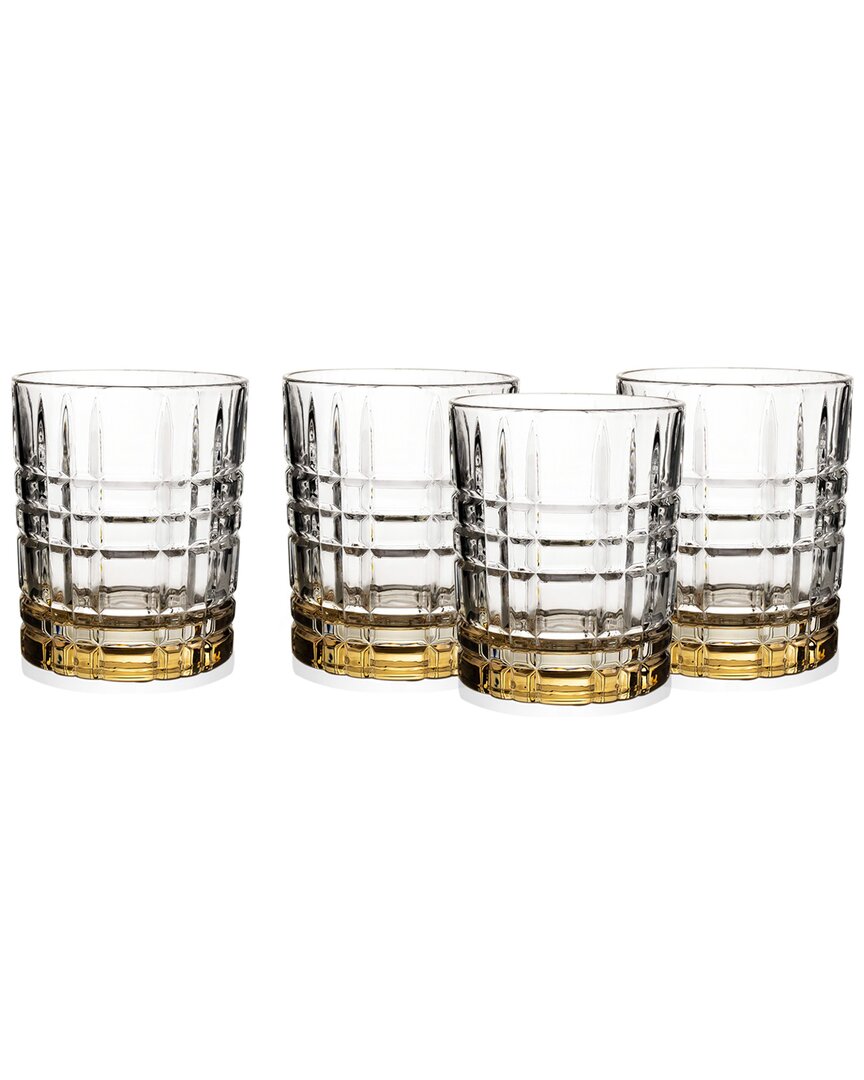 Godinger Boundary Pattern Double Oldfashioned Glass With Amber Base