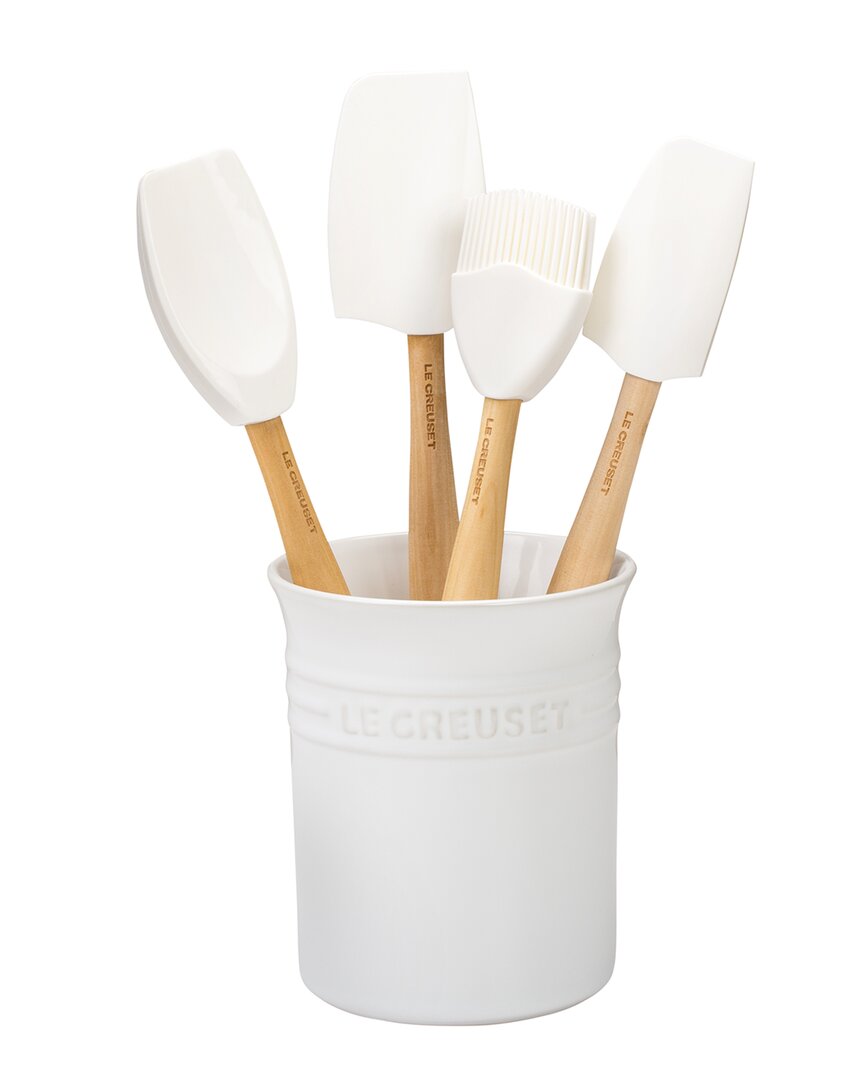 Le Creuset 5 Piece Utensil Set With Stoneware Utensil Crock