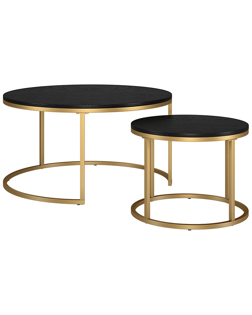 Abraham + Ivy Watson Round Nested Coffee Table With Mdf Top In Gold