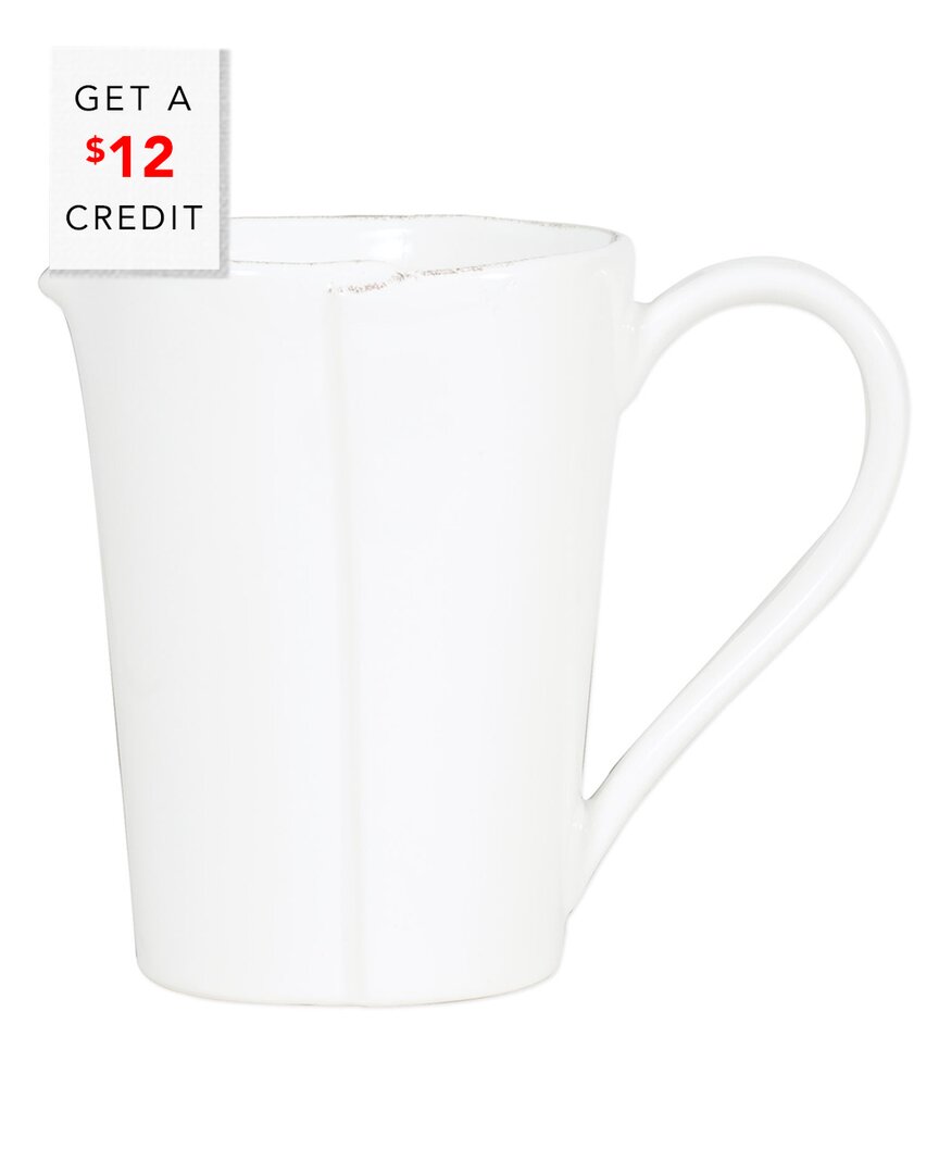Vietri Lastra Pitcher In White