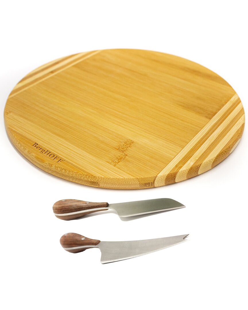 Berghoff Bamboo 3pc Round Board Set/aaron Probyn Cheese Knife In Multi