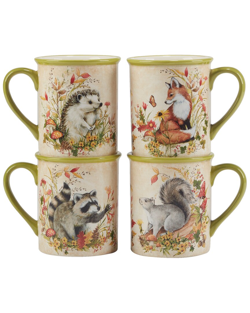 Certified International Woodland Critters Set Of 4 Mugs
