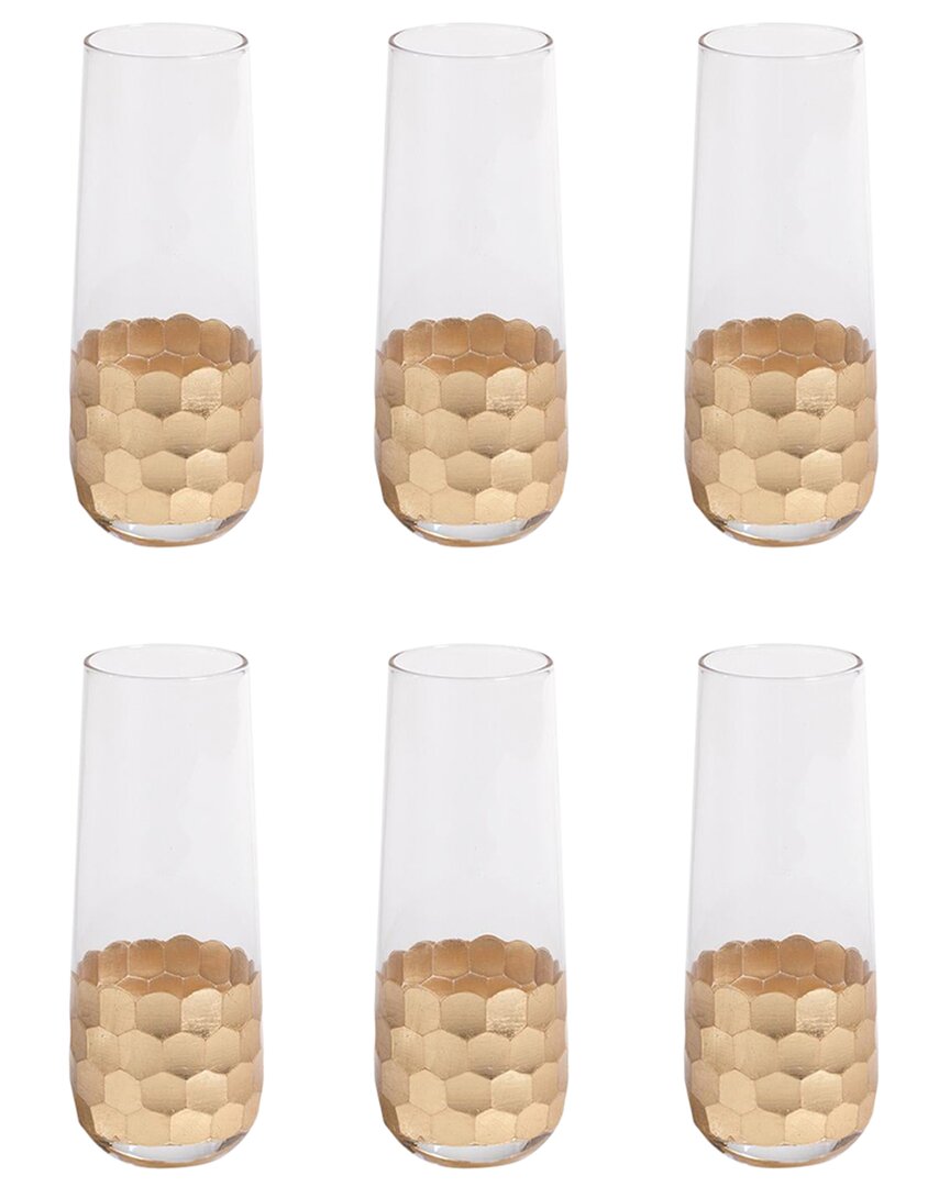 American Atelier Set Of 6 Daphne Gold Stemless Flutes