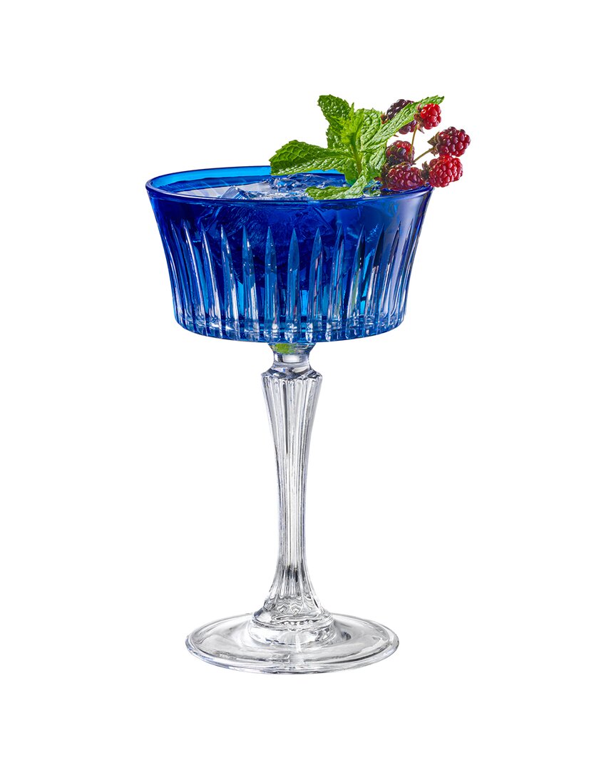 Barski Set Of 6 Colored Champagne Coupe Glasses In Blue