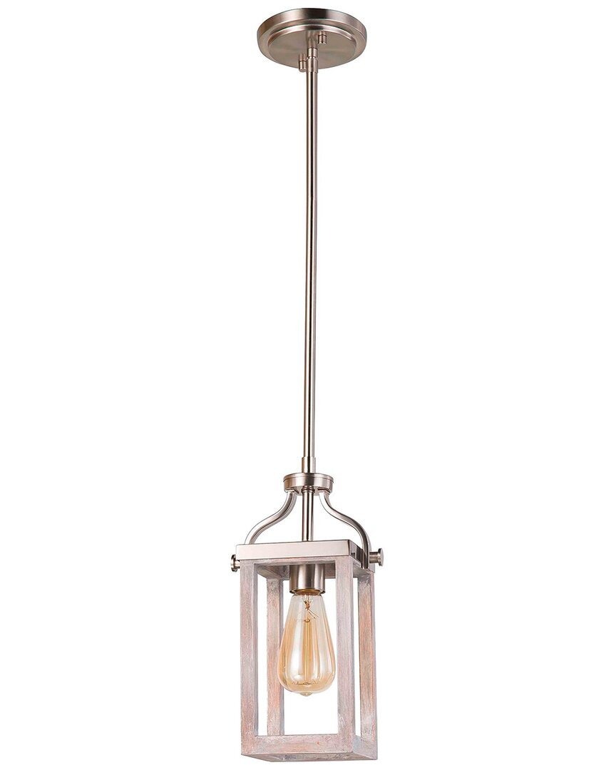 Eglo Montrose 1 Light Mini Pendant With Acacia Wood & Brushed Nickel Finish