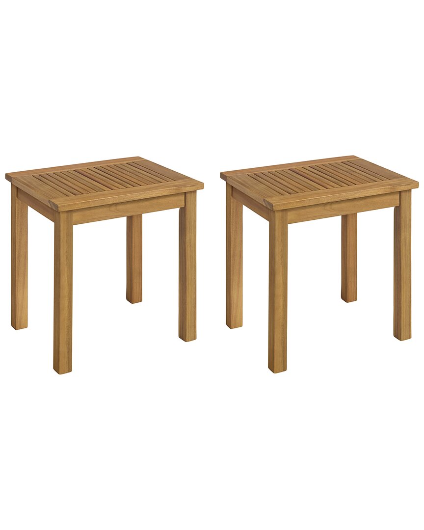 Alaterre Furniture Set Of 2 Okemo Weather-resistant Acacia Wood Outdoor Patio Rectangular Side Tabl
