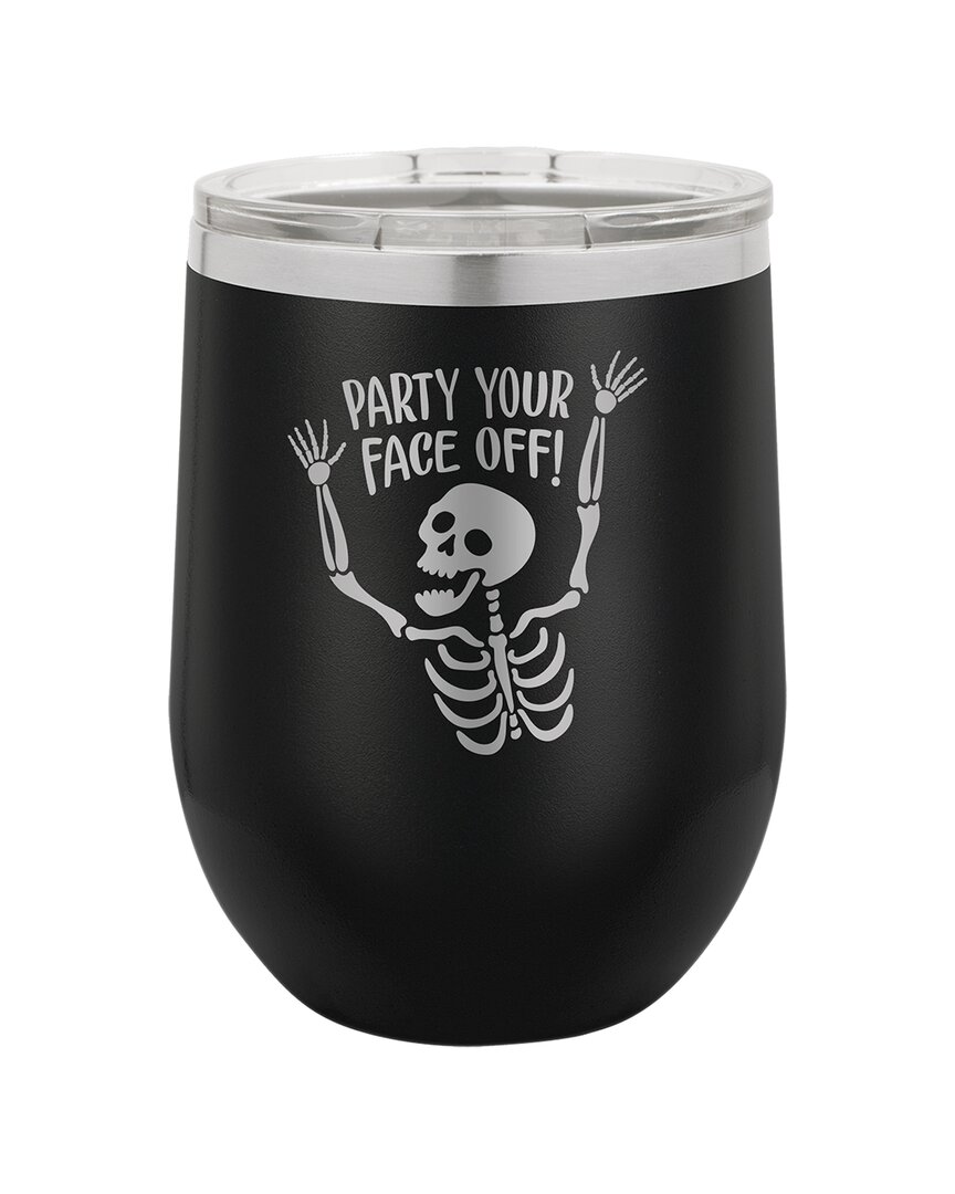 Susquehanna Party Your Face Off. Black Insulated Stemless Tumbler With Lid In Black