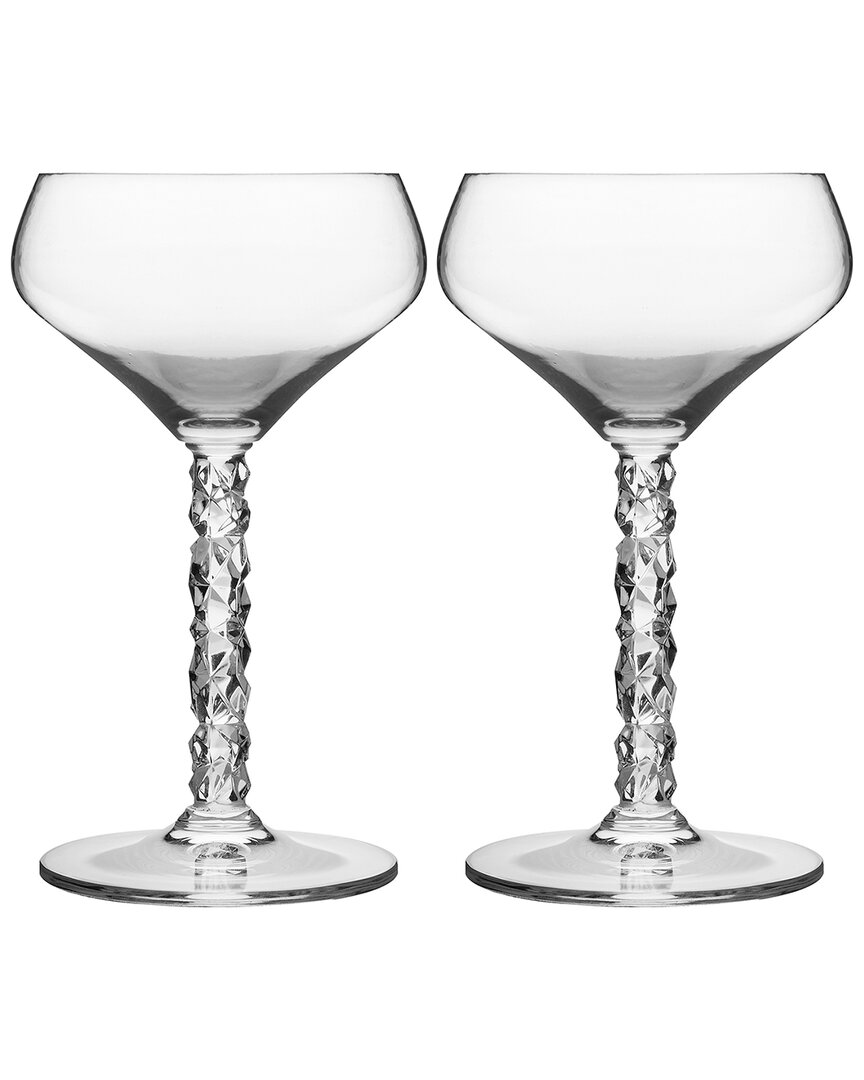 Orrefors Set Of 2 Carat Coupe Glasses In Clear