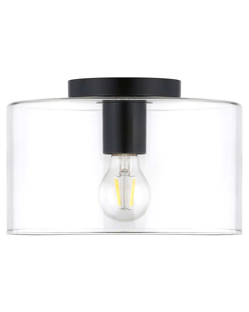 Abraham + Ivy Henri Flush Mount With Glass Shade In Black