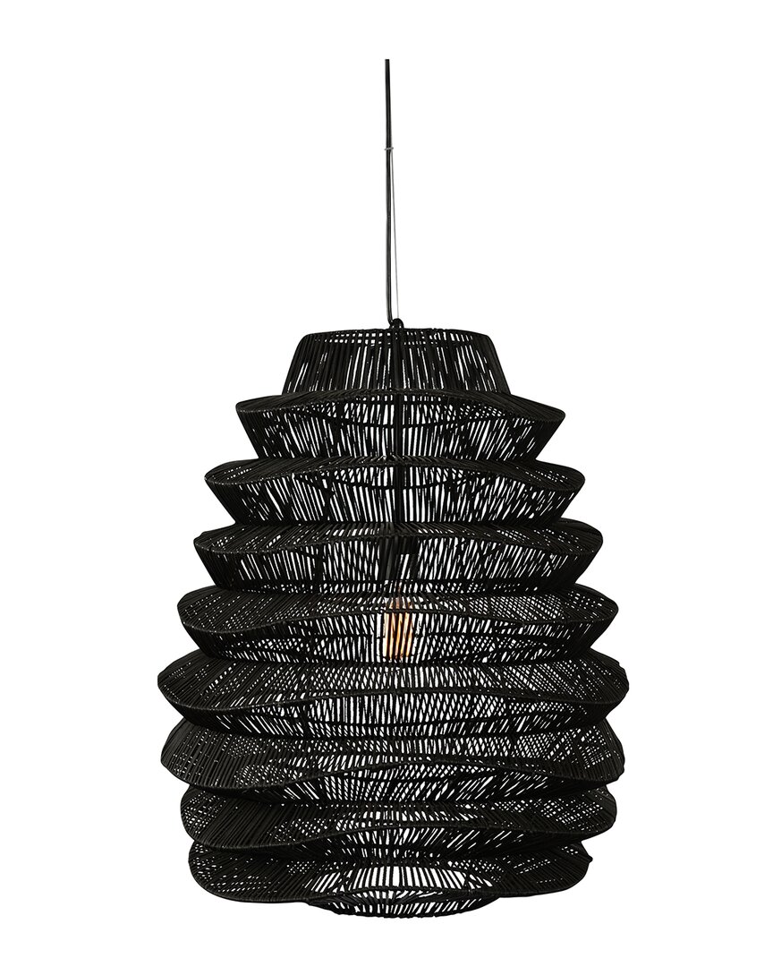 Kosas Home Barlow 1-light Rattan Woven Pendant In Black