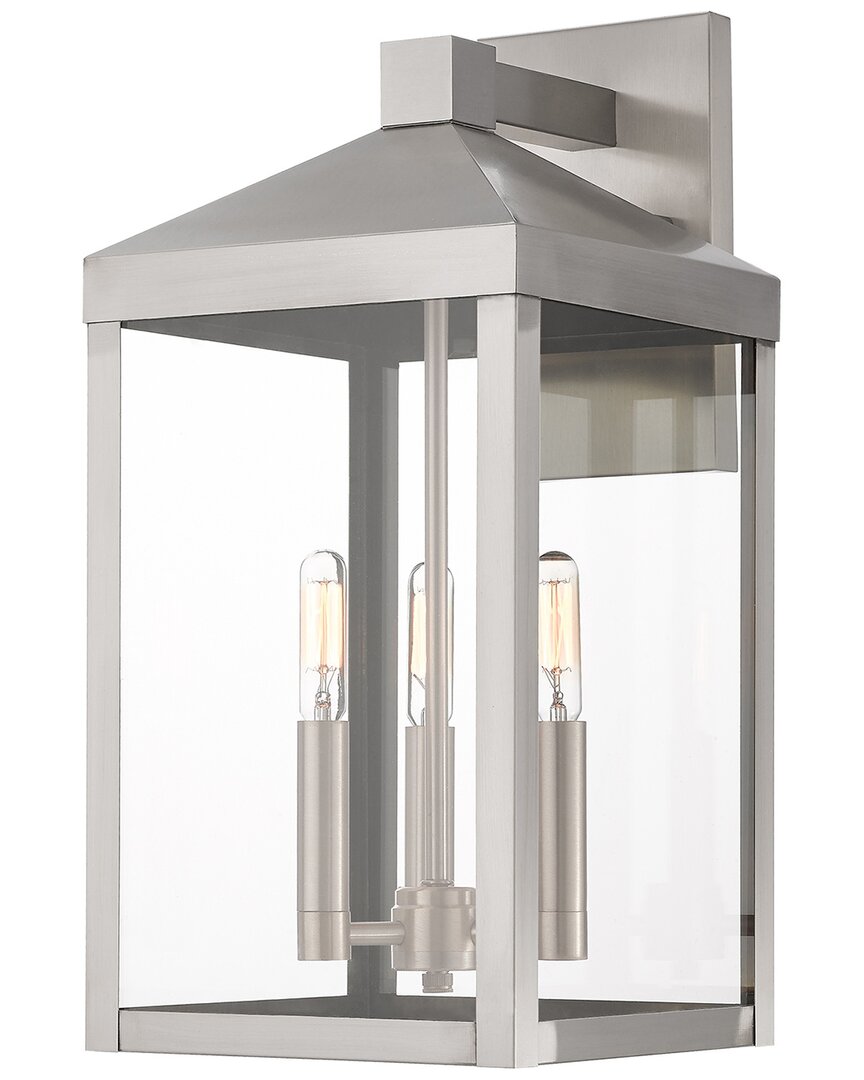 Livex Lighting Nyack 3 Light Bn Outdoor Wall Lantern In Silver