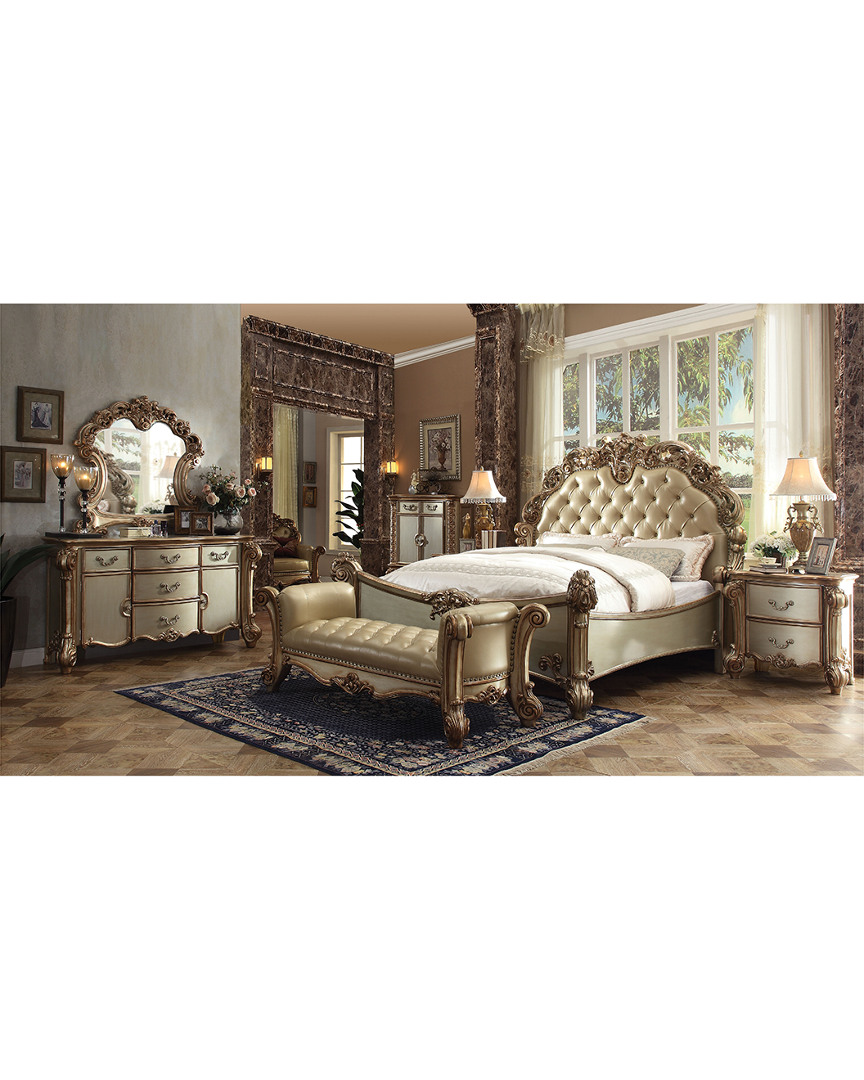 Acme Furniture Vendome King Bed In Gold
